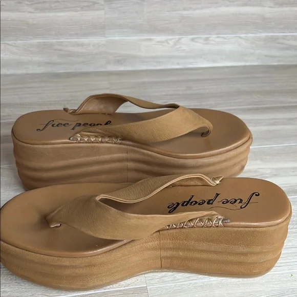 Free People Haven Thong Platform Camel Brown Tan Sandals Size 5.5 - Picture 7 of 12